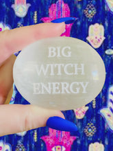 Load and play video in Gallery viewer, Big Witch Energy Selenite Palm Stone
